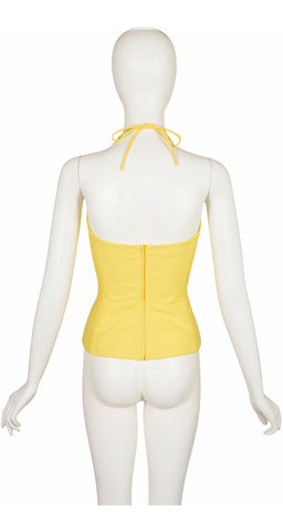 1992 S/S Yellow Cotton Piqué Halter Bustier Top