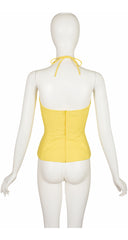 1992 S/S Yellow Cotton Piqué Halter Bustier Top