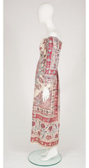 1970s Indian Cotton Tassel Trim Maxi Dress