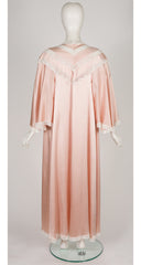 1980s Blush Silk Lace Trim Nightgown & Peignoir Lingerie Set