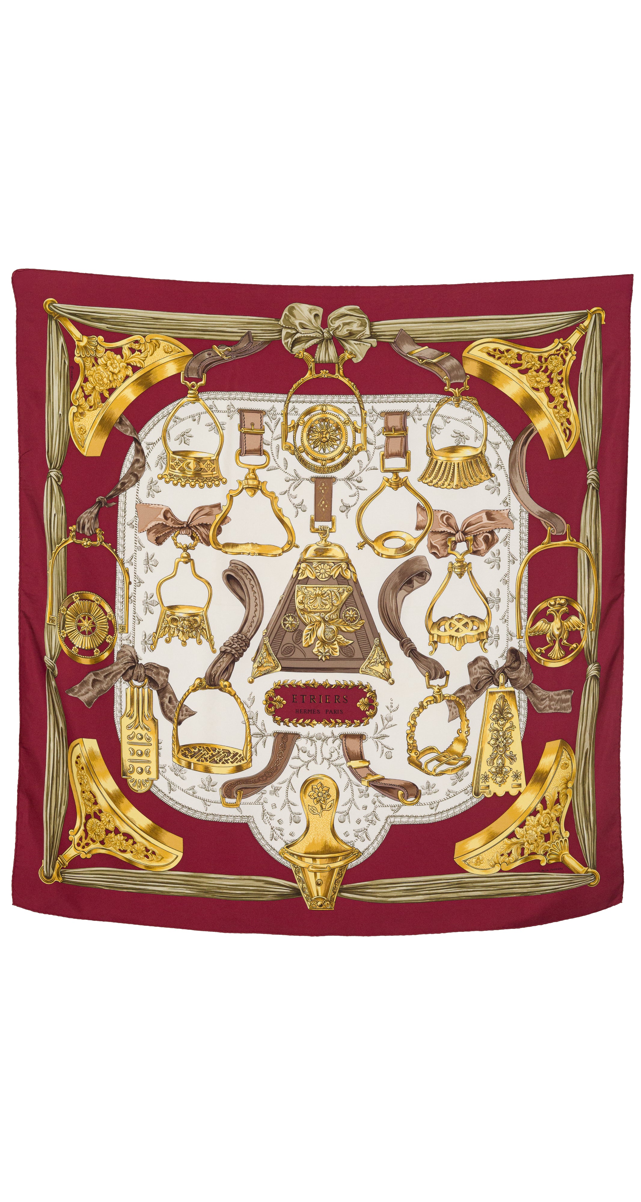 1964 "Étriers" by Françoise de la Perrière Equestrian Silk Twill Scarf