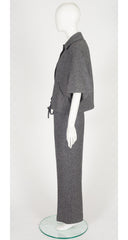 1970s Gray Herringbone Wool Capelet Three-Piece Set