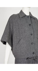 1970s Gray Herringbone Wool Capelet Three-Piece Set