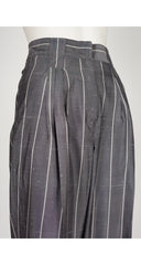 1980s Pinstripe Gray Raw Silk Pleated Trousers