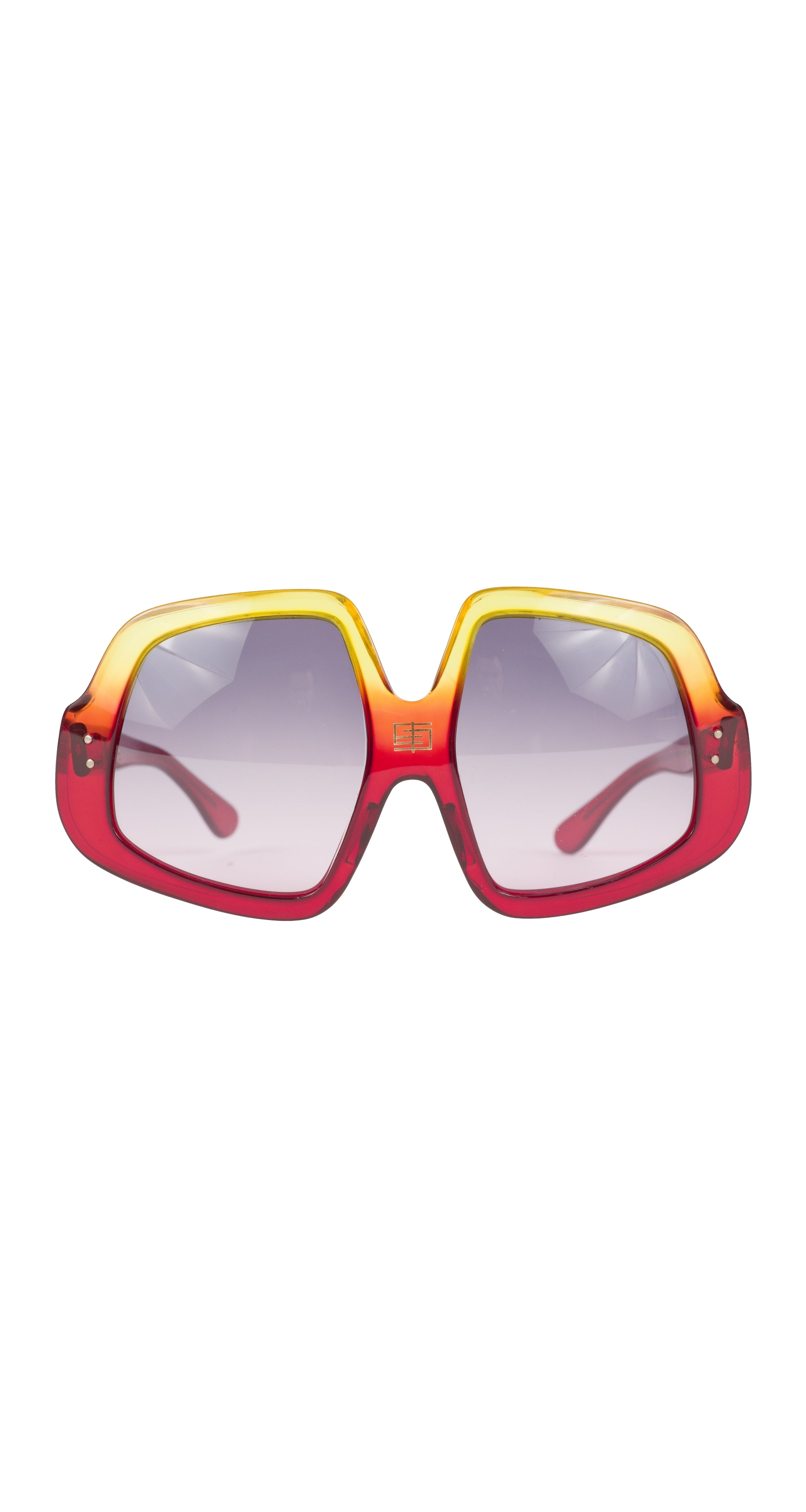 1970s Red & Yellow Gradient Oversized Sunglasses