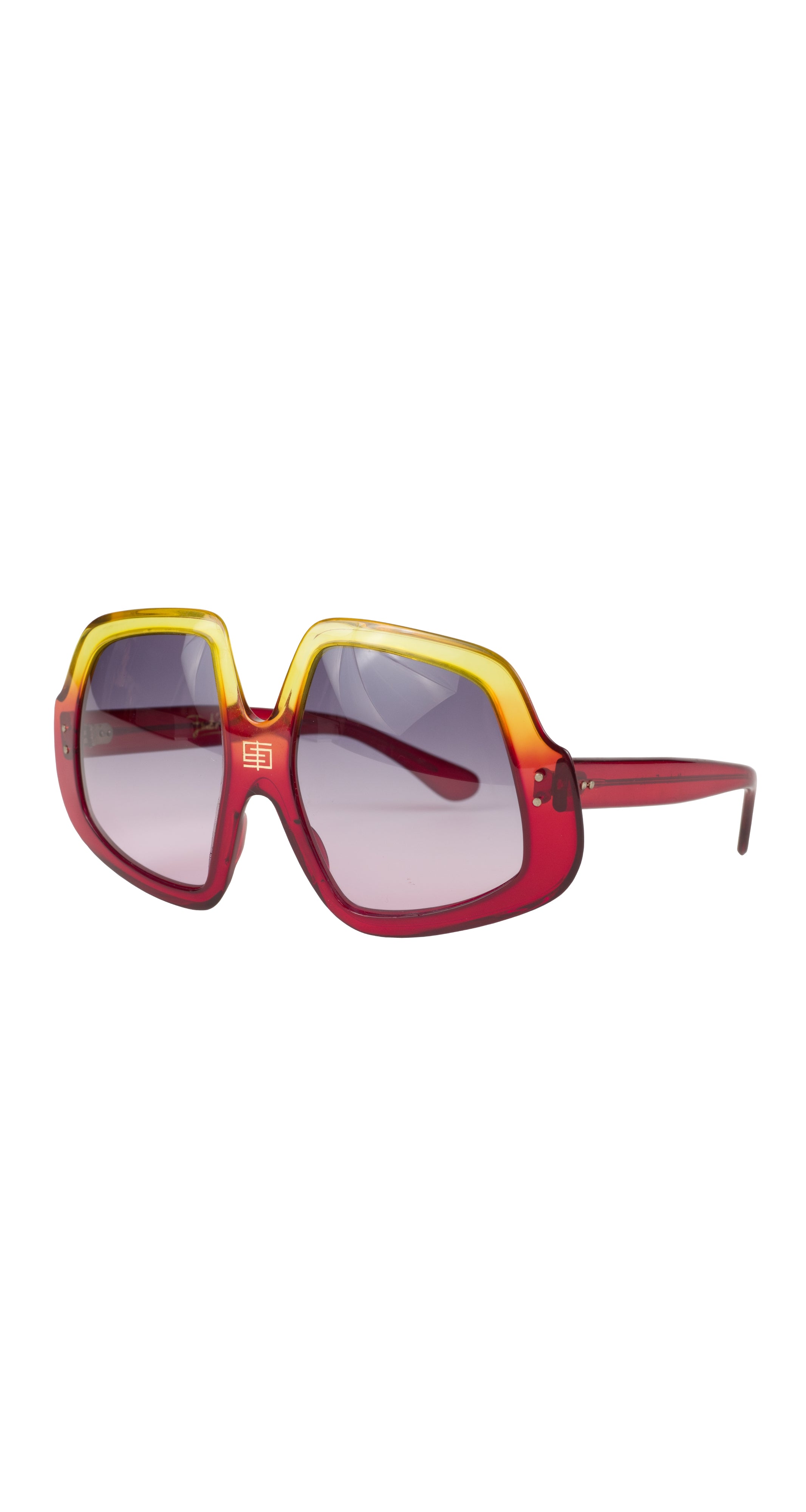 1970s Red & Yellow Gradient Oversized Sunglasses