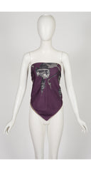 1950s Deity Print Olive & Aubergine Silk Twill Scarf
