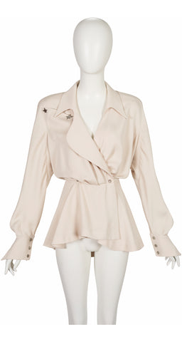 1992 S/S "Les Cowboys" Beige Asymmetrical Draped Jacket