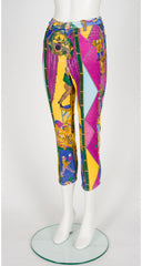 1990s Circus Print Cotton Corduroy Cropped Pants