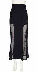 1993-94 F/W Sheer Net Panel Black Wool Skirt