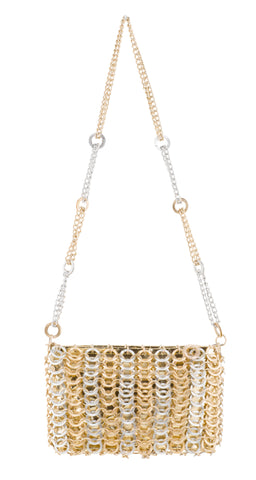 1960s Mod Gold Metallic Chain Link Evening Bag