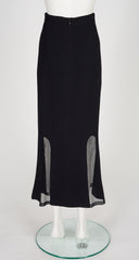 1993-94 F/W Sheer Net Panel Black Wool Skirt