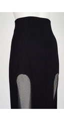 1993-94 F/W Sheer Net Panel Black Wool Skirt