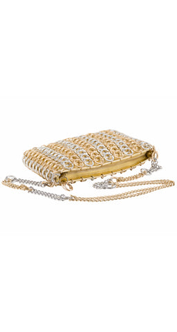 1960s Mod Gold Metallic Chain Link Evening Bag
