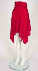 1990s Red Jersey Handkerchief Hem Convertible Dress