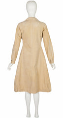 1970s Beige Ultrasuede Collared Coat Dress