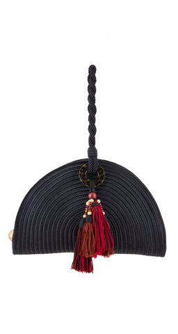 1990s Black Passementerie Tassel Demi-Lune Wristlet