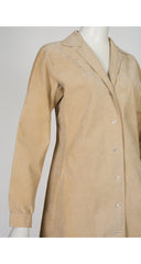 1970s Beige Ultrasuede Collared Coat Dress