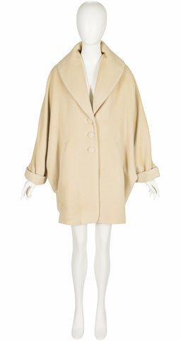 1990s Cream Cashmere & Wool Cocoon Coat