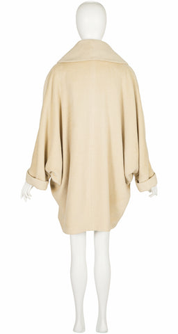 1990s Cream Cashmere & Wool Cocoon Coat