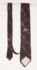 1970s Anchor Chain-Link Print Brown Silk Twill Men's Tie