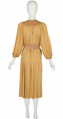 1970s Tan Suede & Python Trim Jersey Dress