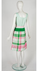1970s Pink & Green Plaid Jacket & Dress Set