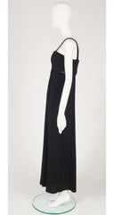 1980s Sequin Cut-Out Black Jersey Evening Gown