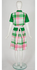 1970s Pink & Green Plaid Jacket & Dress Set