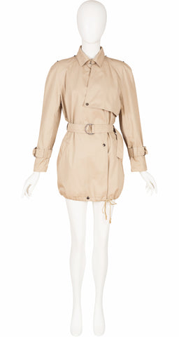 1970s Khaki Cotton Short Trench Coat