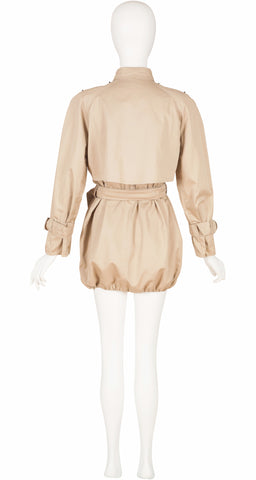 1970s Khaki Cotton Short Trench Coat