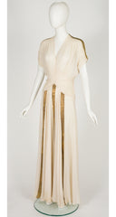 1940s Gold Lamé & Ivory Silk Chiffon Gown