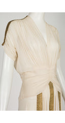 1940s Gold Lamé & Ivory Silk Chiffon Gown