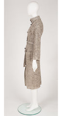 1970s Beige Ribbed Knit Long Cardigan Sweater