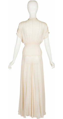 1940s Gold Lamé & Ivory Silk Chiffon Gown