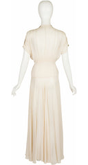 1940s Gold Lamé & Ivory Silk Chiffon Gown