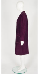 1970s Aubergine Suede Double-Breasted Trench Coat
