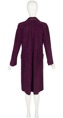 1970s Aubergine Suede Double-Breasted Trench Coat