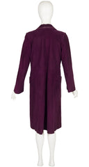 1970s Aubergine Suede Double-Breasted Trench Coat