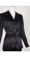 1995 F/W Black Rayon Satin Layered Lapel Pant Suit