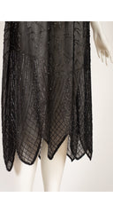 1920s French Peacock Feather Beaded Silk Chiffon Dress