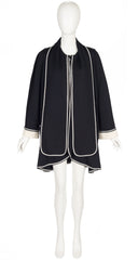 1980s Black & Cream Knit Swing Sweater Coat