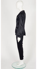 1995 F/W Black Rayon Satin Layered Lapel Pant Suit