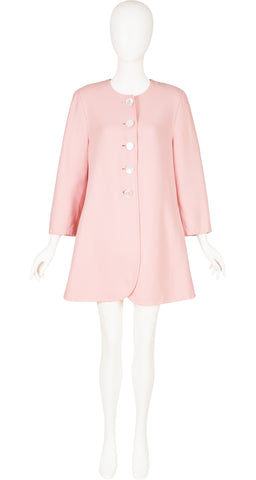 1990s Baby Pink Wool Swing Coat