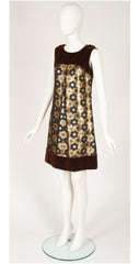 1960s Space Age Floral Sequin Velvet Dress