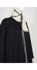 1980s Black & Cream Knit Swing Sweater Coat