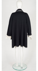 1980s Black & Cream Knit Swing Sweater Coat