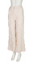 1960s White Floral Lace Babydoll Dress & Flared Pants Set