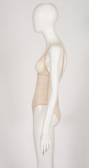 1990s Peach Floral Monogram Lace Lingerie Bodysuit