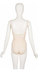 1990s Peach Floral Monogram Lace Lingerie Bodysuit